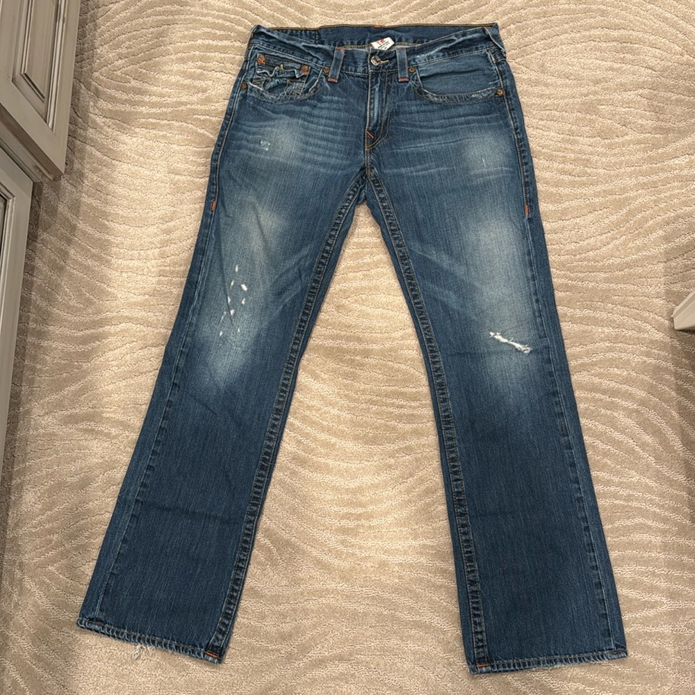 True religion distressed and faded men’s jeans size 34/34 - Picture 2 of 12